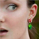 1 Pair Handcraft Polymer Clay Super Mario Piranha Plant Flower Corpse Studs U7L7