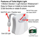 LED Toilet Bowl Night Light Motion Light Activated Flexible Arm 8 Colors ST709