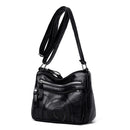 Hit Color Shoulder Messenger Handbags Women Leather Crossbody Bags (Black)