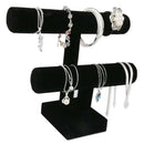 2-Tier Bangle Bracelet Display Holder T-Bar Stand Black