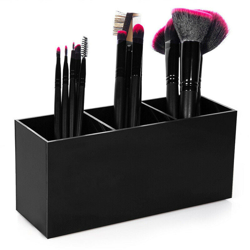 3 Slot Cosmetics Brush Storage Case Acrylic Solid Color Makeup Tools Holder T2G6