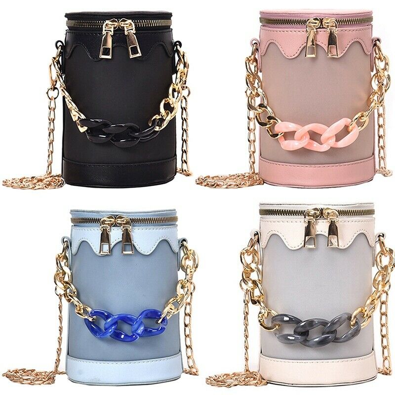 Women'S Bucket Summer Handbag New Korean Fashion Chain Small Round Bag Stit M6U5
