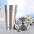 Double Stainless Steel With Straw Coffee Cup With Cup Outdoor Travel