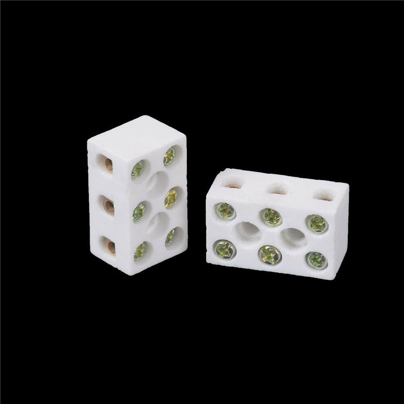 2Pcs High Temperature Ceramic Connector Block 15A 3 Way B Kw