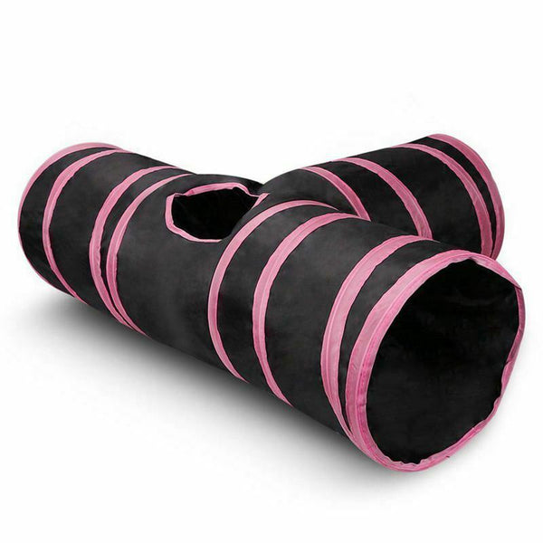 Cat Tunnel 3 Way Collapsible Pet Cat Play Tunnel with Ringing Ball, Spaciou