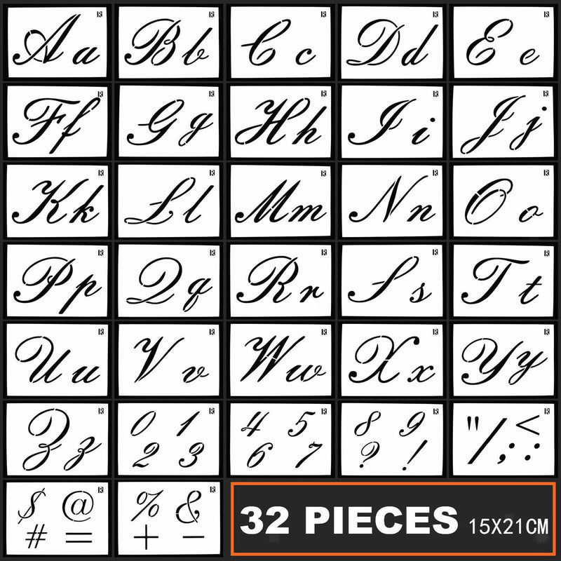 32 Types Lettering Stencil Alphabet Number Stencils Craft Drawing