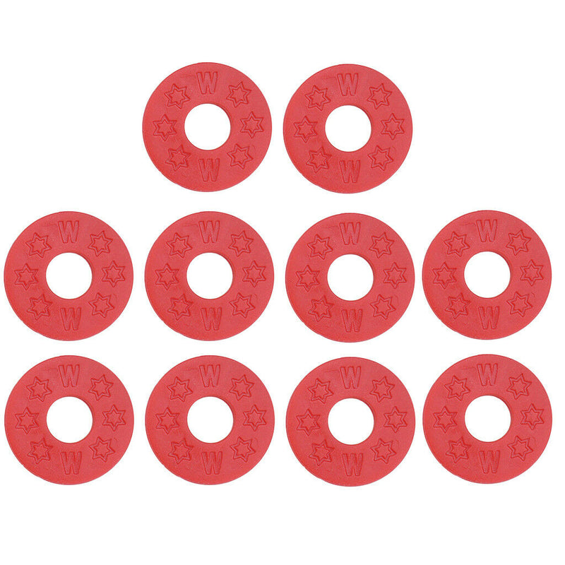 Pack of 10 Guitar Bass Strap Block Rubber Safety Strap Lock Washer Red