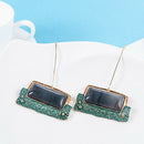 Natural Stone Pendant Statement Dangle Drop Earrings Women's Handmade Jewelry