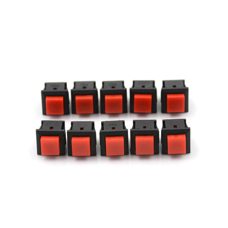 10X 125VAC 1A Red Square SPST NonLocking Reset/Self-locking Push Button Switc.AU