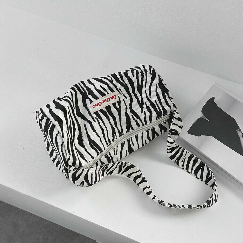 Fashion Animal Zebra Printed Clutches Purse Travel Street Underarm Shoulder Bags