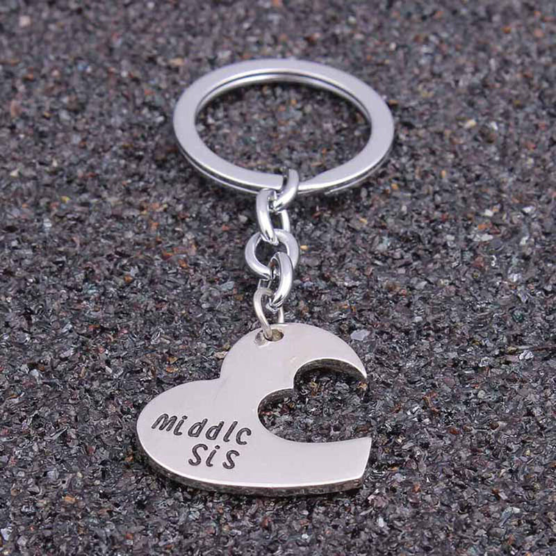 3x/Set Heart Pendant Friendship KeyRings Chains Keychains Family NPft Natural Gw