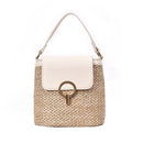 Straw Weave Women Bucket Handbags Summer Beach Totes Shoulder Bags (White)