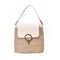 Straw Weave Women Bucket Handbags Summer Beach Totes Shoulder Bags (White)