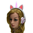 Cat Ear Unicorn Kids Headphones LED Flashing Girls Headband white pink
