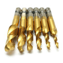 6PCS Hex Shank Titanium Plated Screw Thread Drill Bits Set Compound Tap M3 TUF