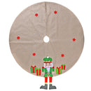 Linen Tree Skirt Home Christmas Ornament Circular Tree Apron for New Year