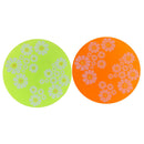 2 x Bright Color Round Shape Food Dish Tray with Flower Printed