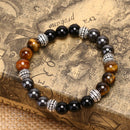 Natural Stone Bead Bracelet Tiger Eye Magic Hematite Obsidian Bangle Women