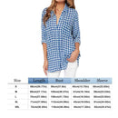 Cotton Plaid Long Sleeve T-shirt Lapel Single-breasted Women Blouse (M)