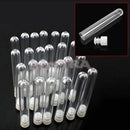 10pcs 12x75mm Clear Plastic Test Tubes with Clear White Caps Stoppers Gift LJ