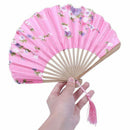 Lady Bamboo Ribs Foldable Summer Tool Hand Fan Decoration Pink D6K3