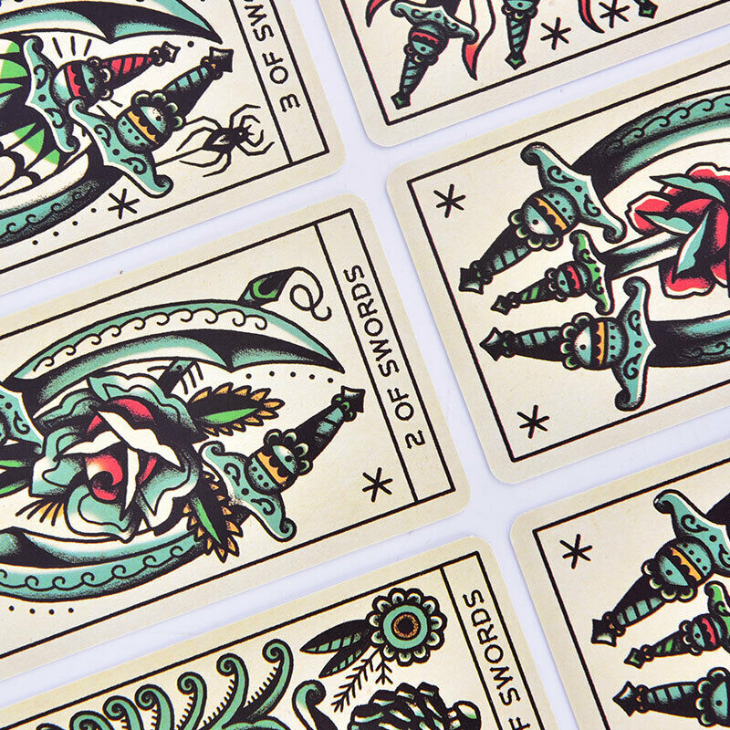 78Pcs Tattoo Tarot Ink & Intuition Deck Oracle Fun Family Party Board GamesB Hn
