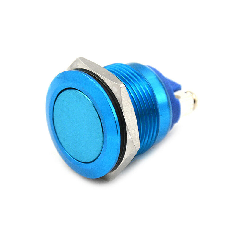 1PC 19mm waterproof blue momentary metal push button switch flat top!QFSHW.AU