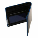 Man Clutch Wallet Card Leather Bag Pockets Bifold Money Clip (Black + Blue) X3I4