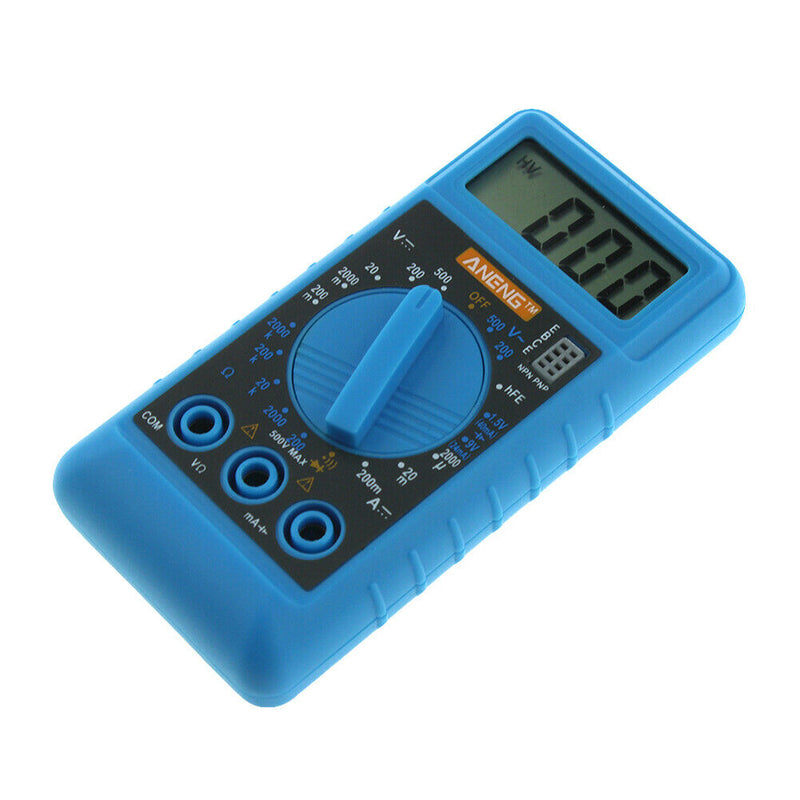 Mini DMM Digital Multi Meter OHM Test Voltmeter Ammeter with Buzzer (Blue)