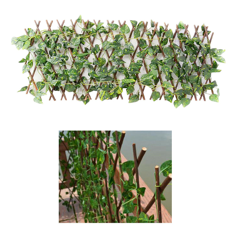 Garden Fence Expandable Faux Ivy Wood Vines Plant for Backyard Outdoor Decor