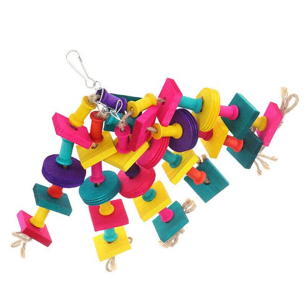 Colorful Wood Parrot Toys Durable Macaw Cage Chew Swing Bird Conure Pet To OZ