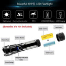 Super Bright XHP50 LED Flashlight 26650 USB Rechargeable Zoom Torch Light Hn