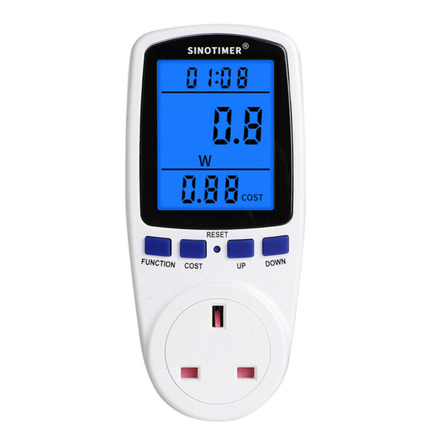 Backlight Plug in Power Meter Electricity Analyzer Socket Wattmeter (UK)