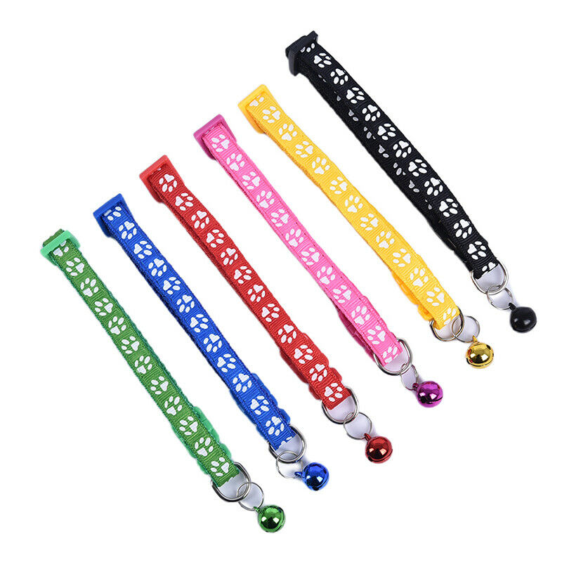 12PCS Dog Collars Pet Cat Puppy Buckle Nylon Collar with Bell 6 ColorsB Hn