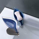 Creative Leaf Soap Box Suction Cup Drain Holder Case Bathroom Dish Brush Rack