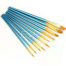 10Pcs Round Pointed Acrylic Nylon Hair Watercolor Tip Artists Paint Brush Set