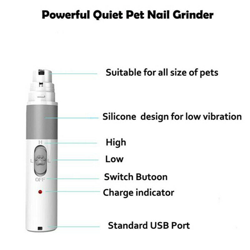 Dog Nail Grinder Professional 2-Speed Electric Rechargeable Pet Nail Trimme