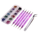 Nail Art Rhinestone+Tweezers Suit Nail Art Decor+5pcs Nail Art Dotting Pen