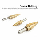Titanium Step Drill Bit Set High Speed Steel | 3-Piece Set | Total 28 Sizes