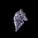 2Pcs Chic Metal Wolf Head Coyote Brooch Lapel Pin Badge for Men's Shirt Suit