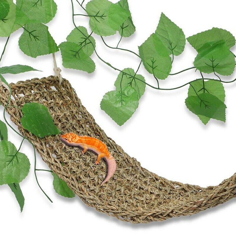 Reptile Lizard Lounger Bearded Dragon Hammock,Grass Fibers Hammock Bed For  D6D4