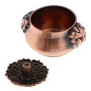 Retro Copper Alloy Incense Stick Burner Holder Flower Pattern Lion Head Bowl