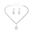 Teardrop Rhinestone Jewelry Necklace Earring Set Wedding Bridal Party