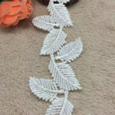 White Leaf Floral Lace Trim Embroidery Tulle Saclloped Edge Trim 1 Yard