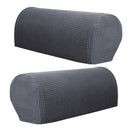 Set of 4 Pcs Elastic Flannel Sofa Furniture Armrest Covers Gray & Beige