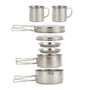 8pcs Outdoor Camping Picnic Cookwares Stainless Steel Cooking Bowl Pan Set