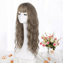 Long Hair Wavy With Bangs Brown Available Wigs For Women Synthetic Hair Hig
