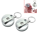 2x 4cm Retractable Metal ID Card Badge Holder Belt Clip Pull Recoil Key Chain