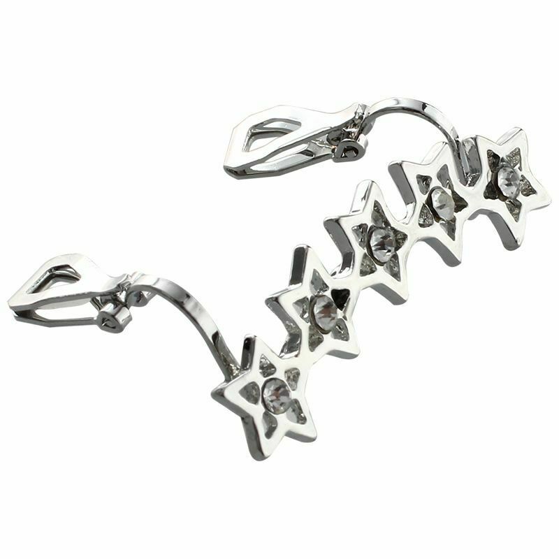 1 x Women's 5-Pointed Star Shape Rhinestone Ear Cuff Wrap Clip Earring---SilS6A8