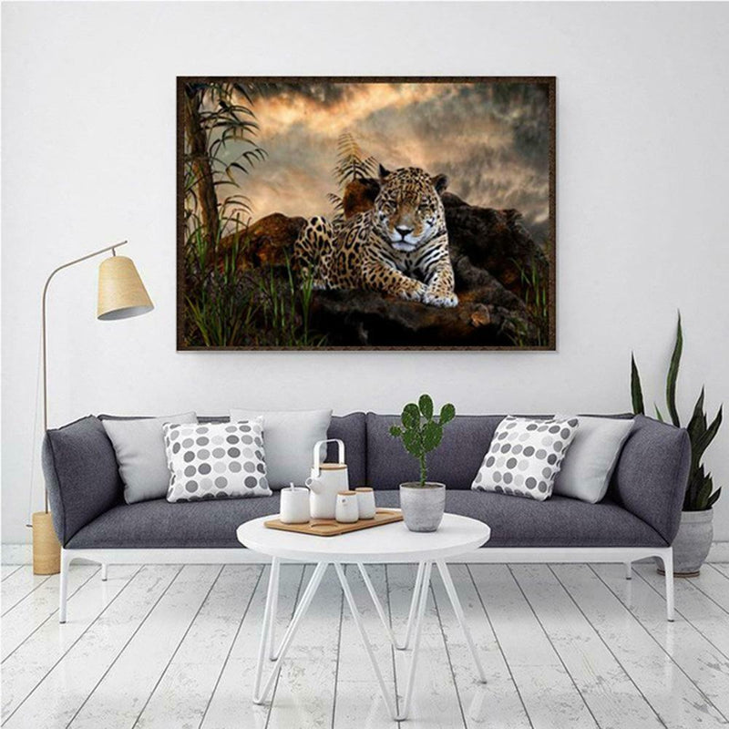 5D DIY Full Drill Diamond Painting Leopard Cross Stitch Embroidery Mosaic